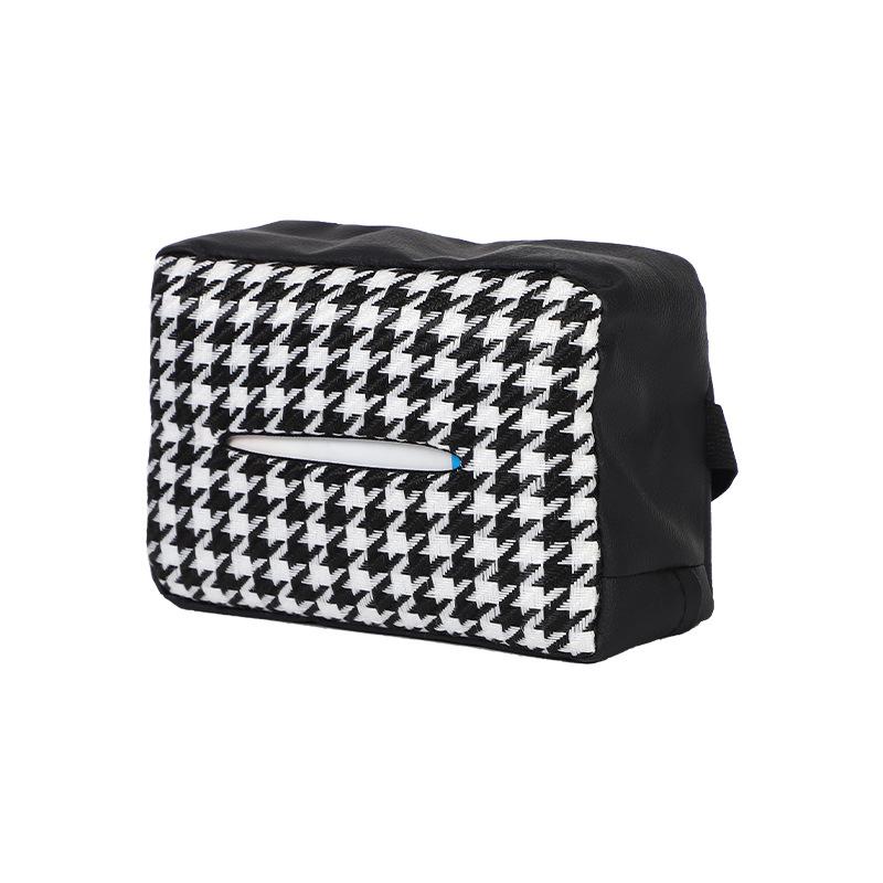 Houndstooth Knitted Leather Hanging Multifunctional Car Home Tissue Box