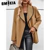Autumn Winter Fashion All-in-one Long Sleeve Solid Color Casual Wool Coat
