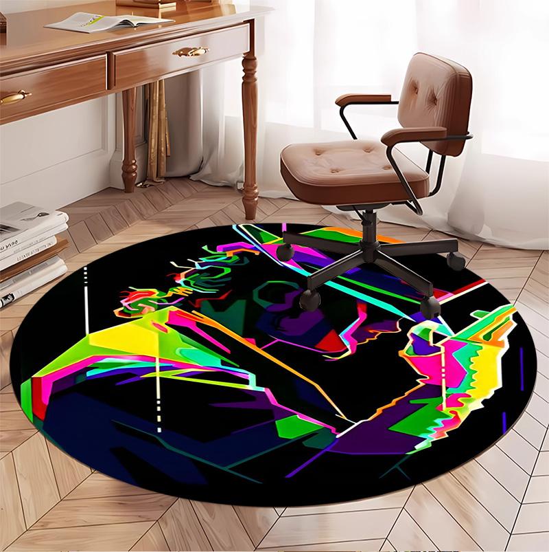 Michael Jackson Pattern Round Rug, Indoor/Outdoor Mat, for Picnic, Gameroom, Bedroom, Office, Living Room, Home Decor Carpet, Birthday Gift