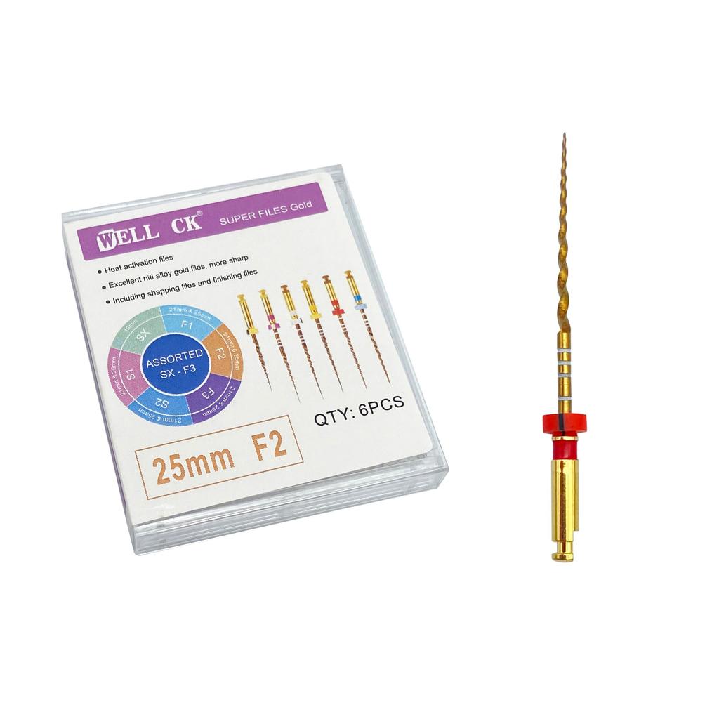 Зубной файл корневого канала, золотые эндодонтические суперфайлы, золотые эндодонтические файлы, 25 мм, никель-титан