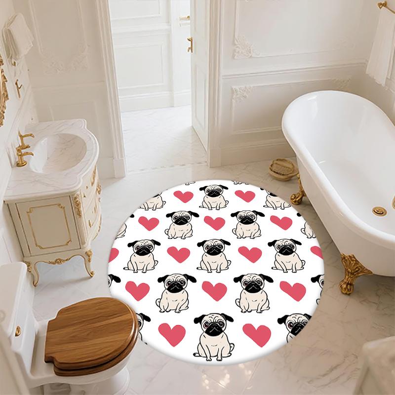 Pug pattern round rug,Carpet Rug for Living Room Bedroom Sofa Playroom Decor,Non-slip Floor Mat,Holiday Gifts and Birthday Gifts