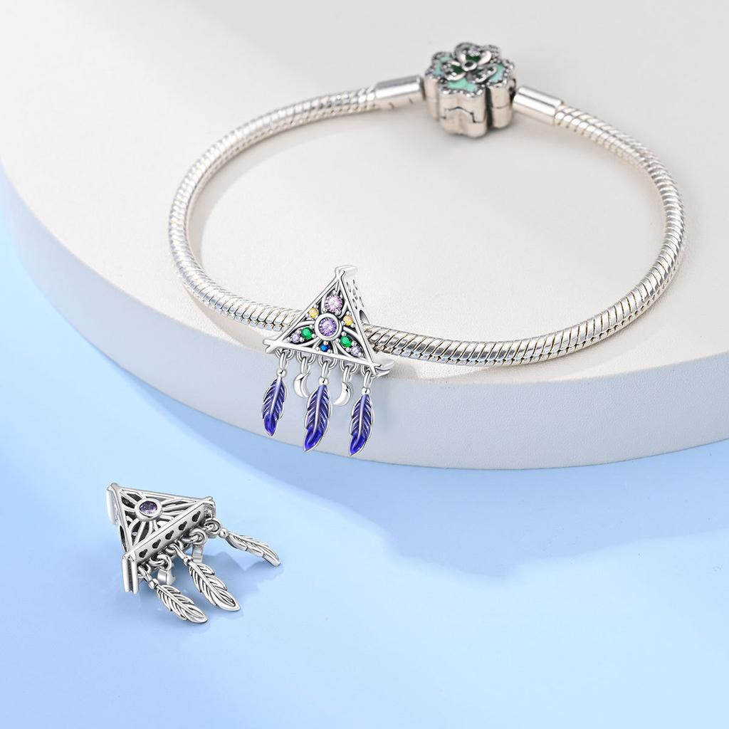 Dreamcatcher Style Moon Pendant 925 Silver Beads DIY Bracelet Jewelry Making Kit