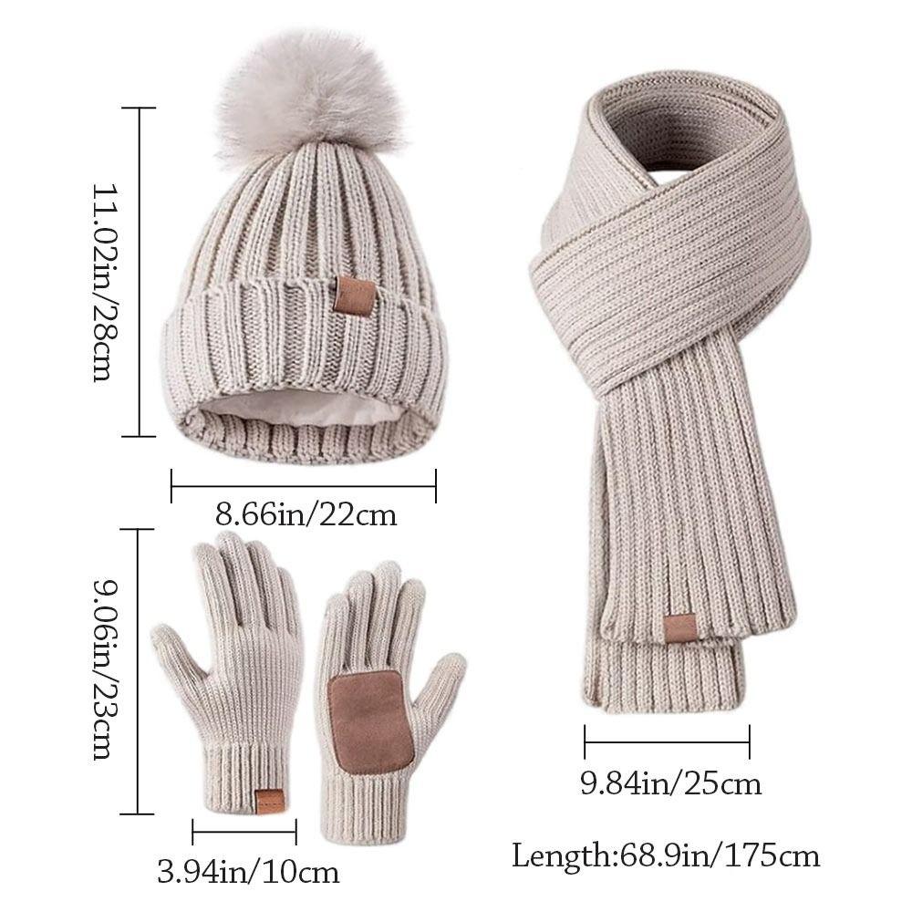 3 шт./набор Нескользящие женские шапки шарф перчатки набор Защита ушей Перчатки для сенсорного экрана для мужчин женщин