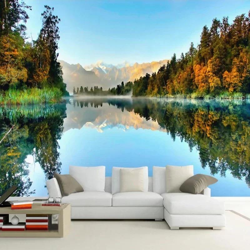 Настенные обои 3d Lake Forest Mountain Wall Mural Living Room Tv Bedroom Home Decor Wallpaper