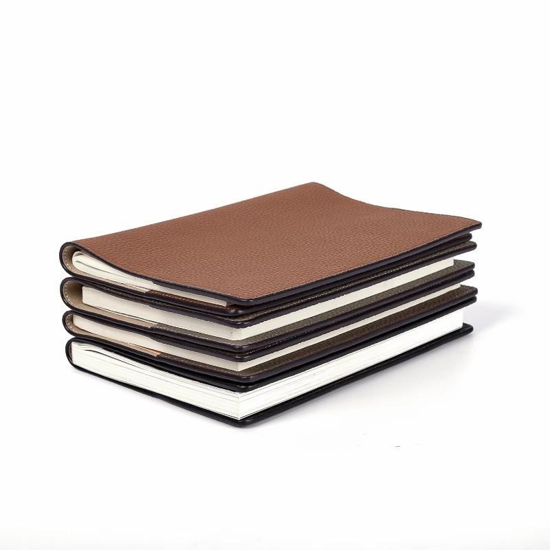 Top Layer Cowhide Leather Lychee Pattern Book Cover A5 32K Protective Film Portable Notebook Cover for Gift Loose-leaf Binding