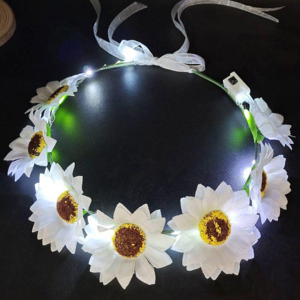 Hairband Glowing LED Wreath Halloween Crown Flower Light Up Headband Christmas Party Decoration