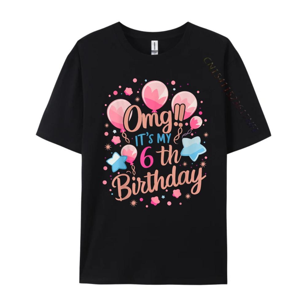 Kids Omg It My 6th Birthday Girls Funny Shirt Fashionable and Trendy T Shirt Mens Clothing Mardi Gras