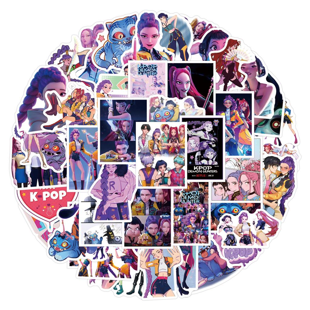 50PCS Cute KPop Demon Hunters Stickers Derpy Tiger Decals For Phone Laptop Suitcase Notebook Skateboard Waterproof Sticker