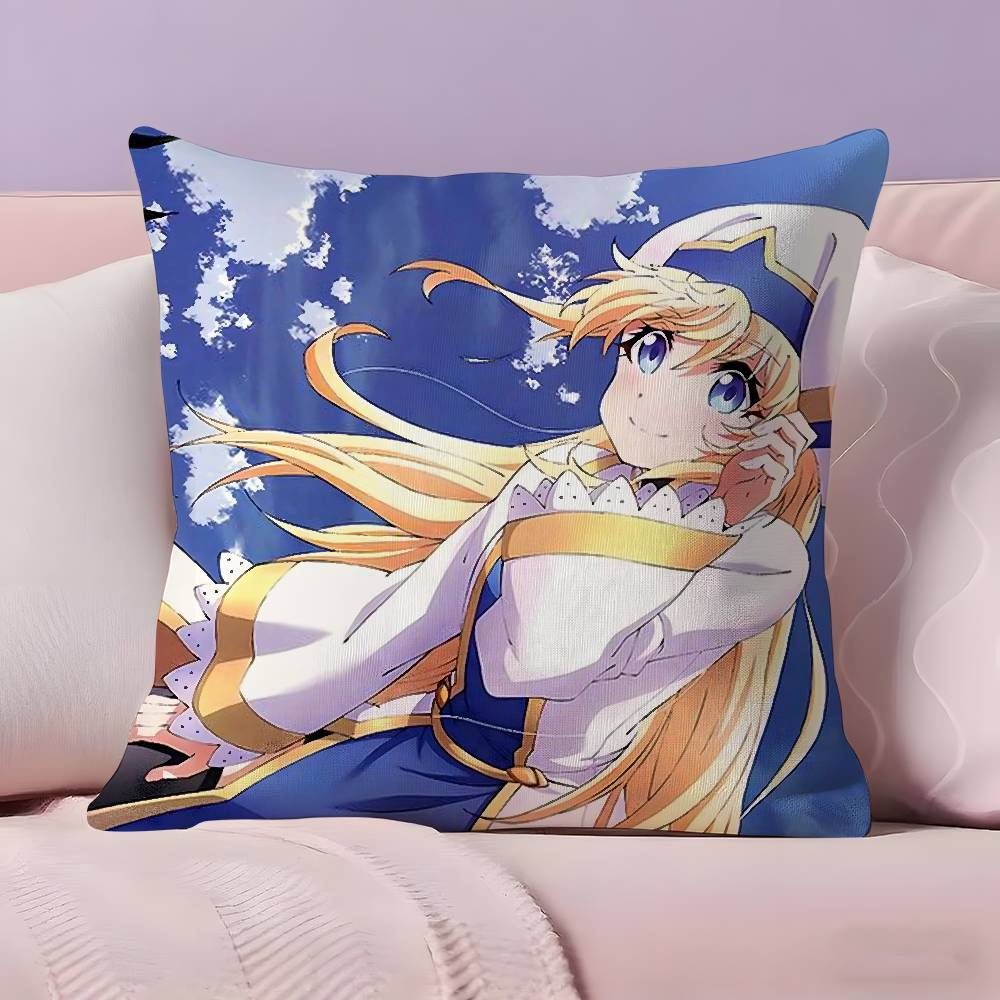 Anime G-Goblin S-Slayer Pillow Case Anti-dustmite Pillowcase Invisible zipper silky short plush Sofa cushion cover