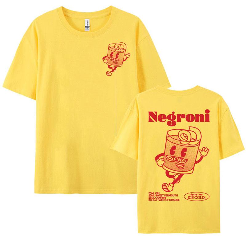 Negroni Cocktail Drink Funny Meme Graphic Tee Shirt Men Womens Harajuku Cartoon Aesthetic Tshirt Oversized 100 Cotton T Shirt