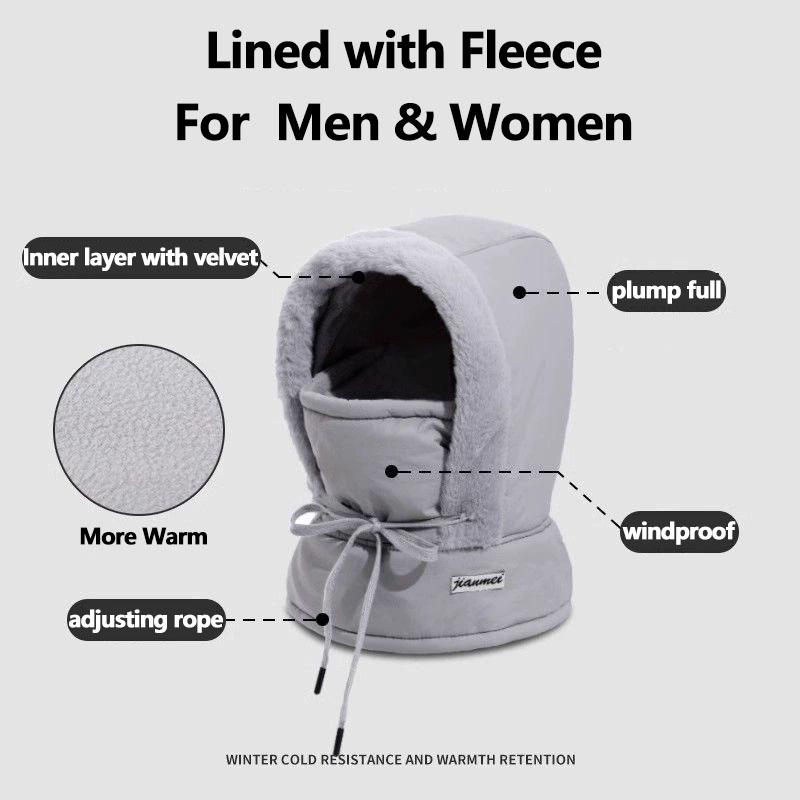 Winter Motorcycle Warm Neck Gaiter Windproof Outdoor Sports Mask Face Balaclava Cotton 3-in-1 Beanies Cap Warm Face Protection