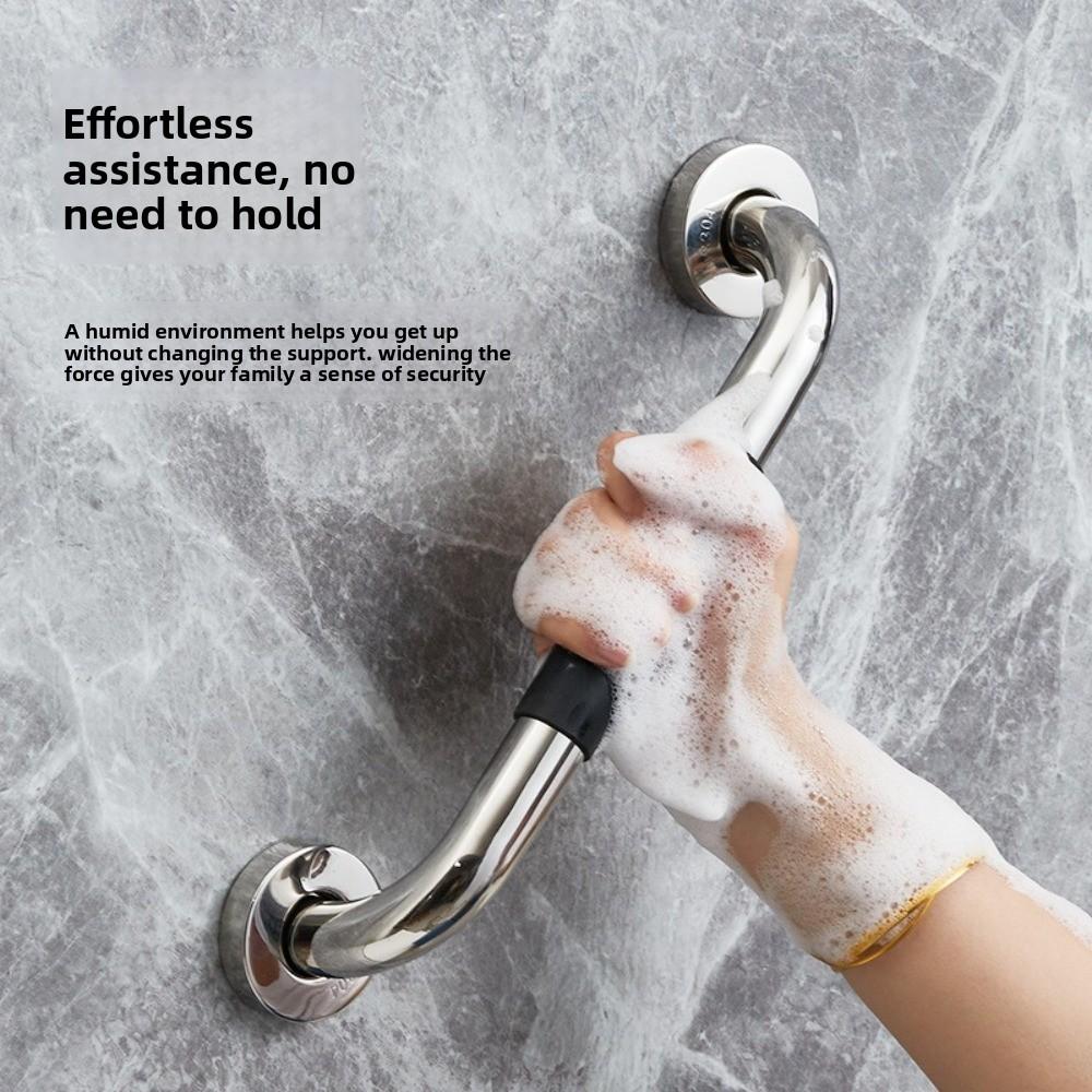 Stainless Steel Shower Handle Silicone Handrails Anti Slip Toilet Handrail Prevent Falls Thicken Towel Bar Elderly Safety