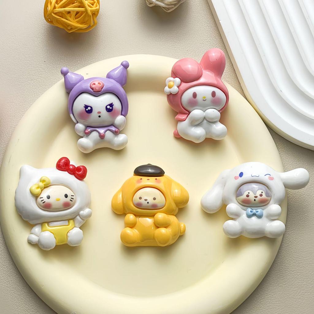 Большие смоляные украшения Sanrio с мультяшными персонажами для DIY-аксессуаров: Крем-клей, Заколки для волос, Брелоки