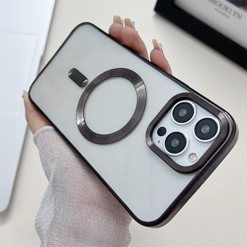 Роскошный магнитный чехол с гальваническим покрытием Golden Shield для беспроводной зарядки для iPhone 14 13 12 11 Pro Max, защитный чехол от падения