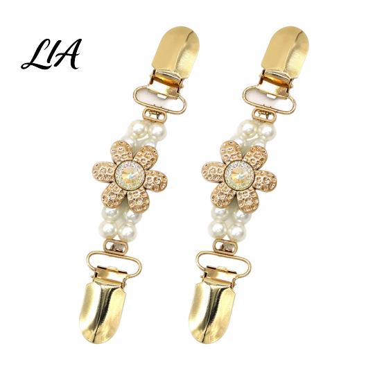Dress Closure Clips 2Pcs Vintage Sweater for Women Girls, Retro Faux Pearl And Rhinestones Cardigan Clips, Elegant Autumn Winter Accessories