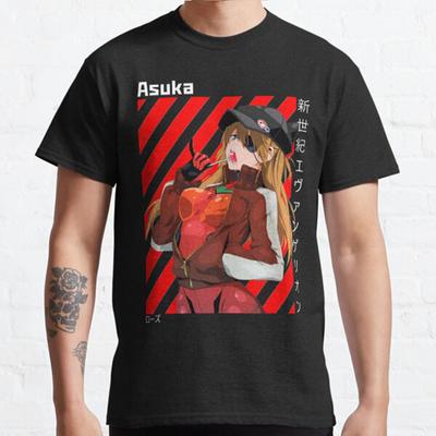 Летняя мужская мода повседневная футболка с коротким рукавом Asuka Langley Soryu черные футболки больших размеров