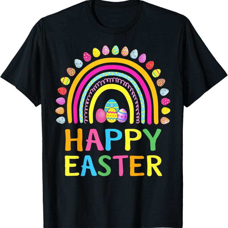Happy Easter Bunny Egg Hunt Women Girl Rainbow T Shirt