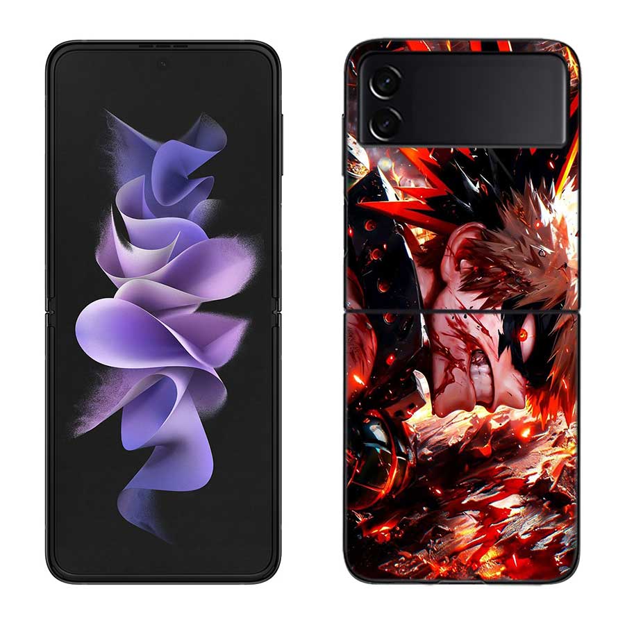 Чехол для телефона My Hero Bakugou Katsuki для Samsung Z Flip 7 6 5G Galaxy Z Flip 5 4 3 Черный Жесткий Чехол Роскошный ПК Корпус Coque