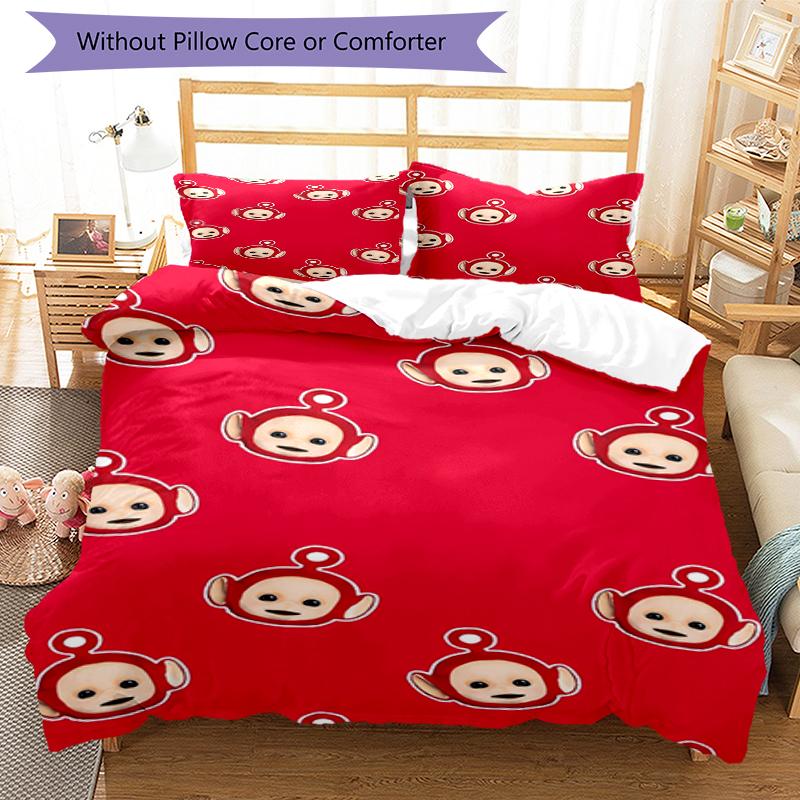 3pcs Teletubbies Bedding Set Duvet Cover Closure Includes 1 Duvet Cover & 2 Pillowcases, Soft and Comfortable for All Seasons.