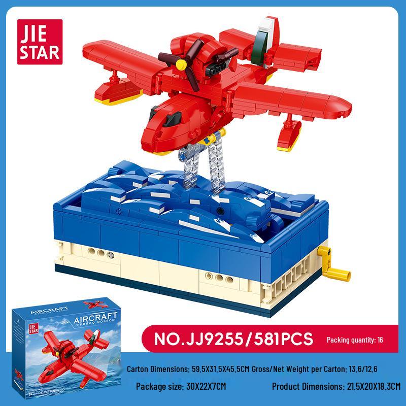 Jie Xing JJ9255 Красная Свинья Соединяющаяся Модель Самолета – Детский Образовательный Конструктор