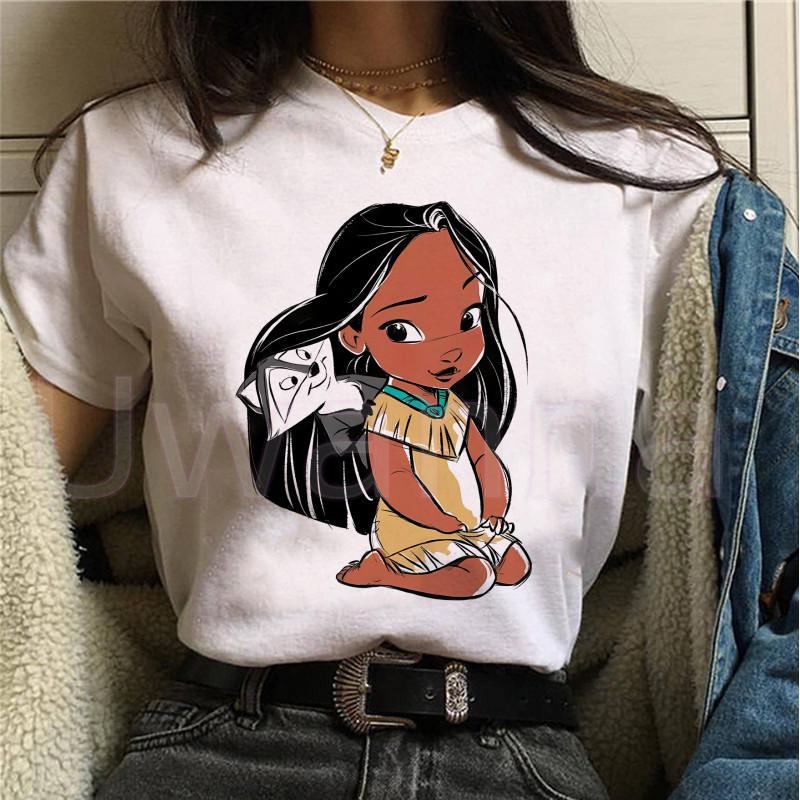 Princess Authentic TShirt Printed Pocahontas and Meeko TShirt Graphic Top Womens Loose Plus Size TShirt Short Sleeve