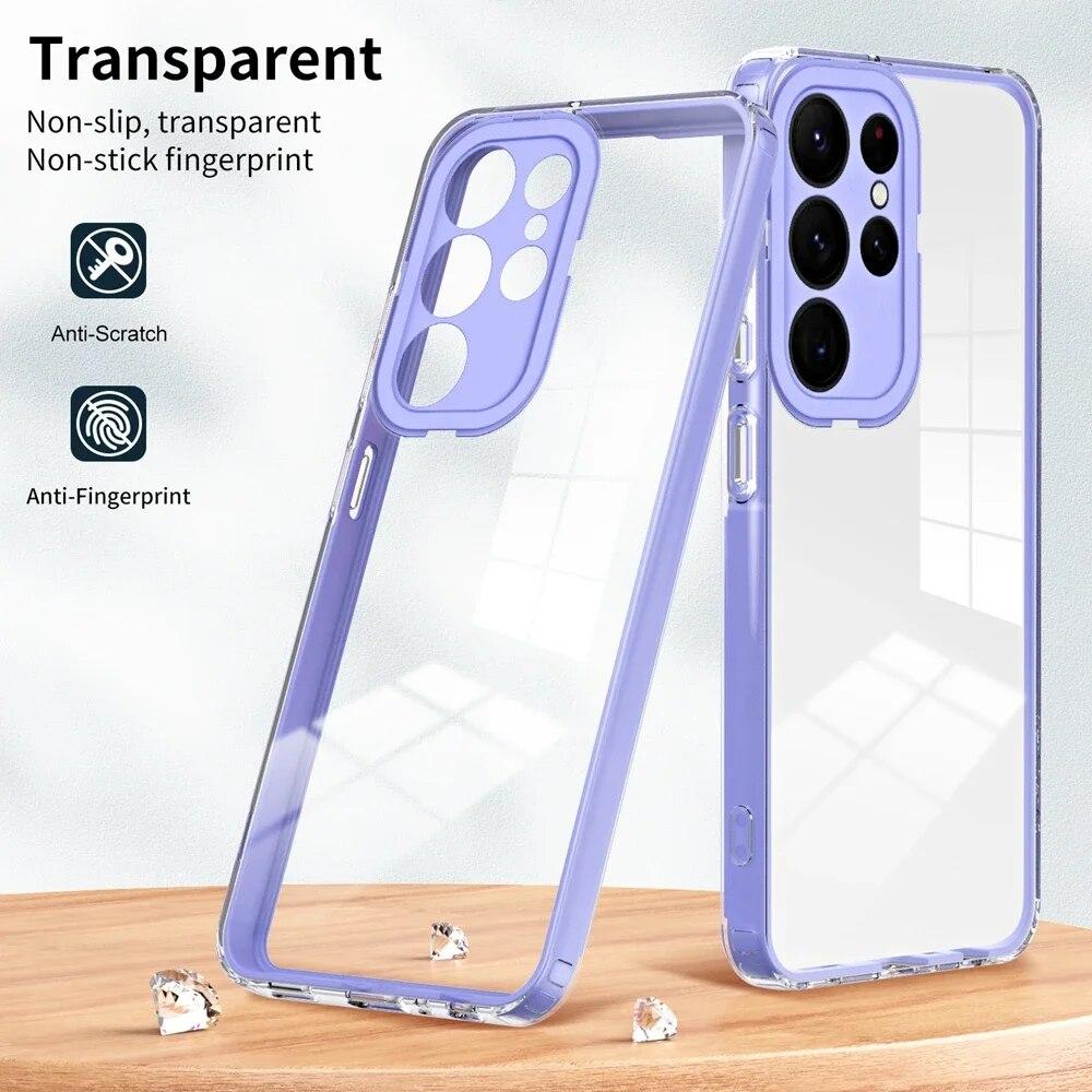 Прозрачный чехол для телефона Samsung Galaxy S24 S23 Ultra A14 A04 A34 A54 A13 A23 A33 A53 A73 A52 A24 A05 A15 A25, защитный чехол-бампер