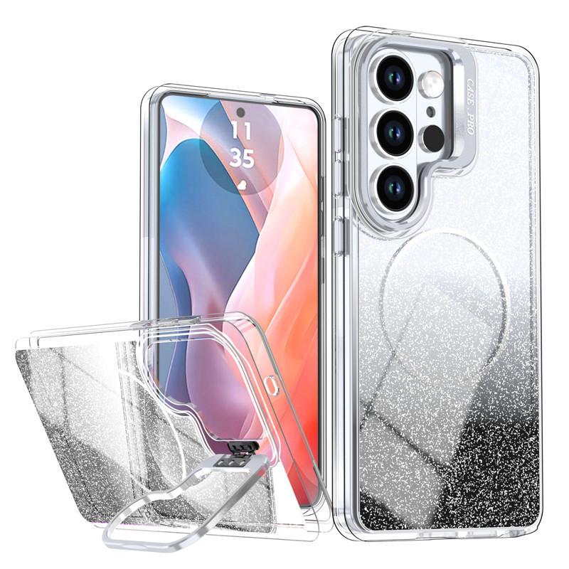 Постепенно меняющий цвет блеск Подходит для Samsung S26Ultra Магнитный чехол для мобильного телефона Держатель для камеры Samsung S25FE Защитный чехол