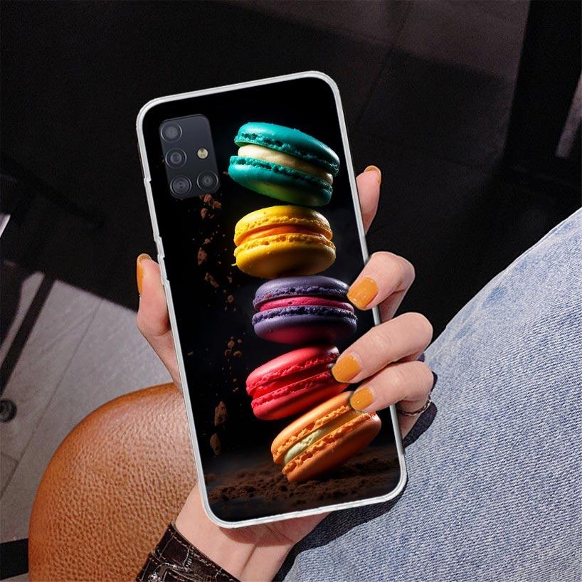 Чехол для телефона Macaron Ice Cream Cake Doughnut для Samsung Galaxy A52 A32 A22 A12 A51 A31 A50S A30S A20S A10S Note 20 Ultra 10 Plus