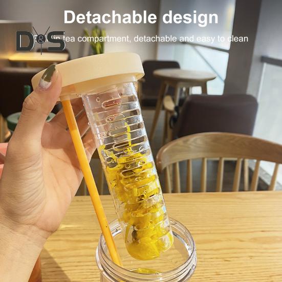 700 мл стакан с трубочкой и встроенным фильтром для складывающейся трубочки, контейнер для чая, легко моется, универсальный стакан с трубочкой для питья