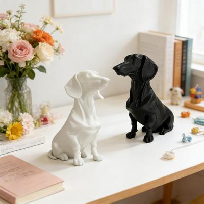 Статуэтка таксы 3D-печать Милая скульптура собаки для декора домашнего офиса, рабочего стола, полки Коллекционный подарок для любителей собак