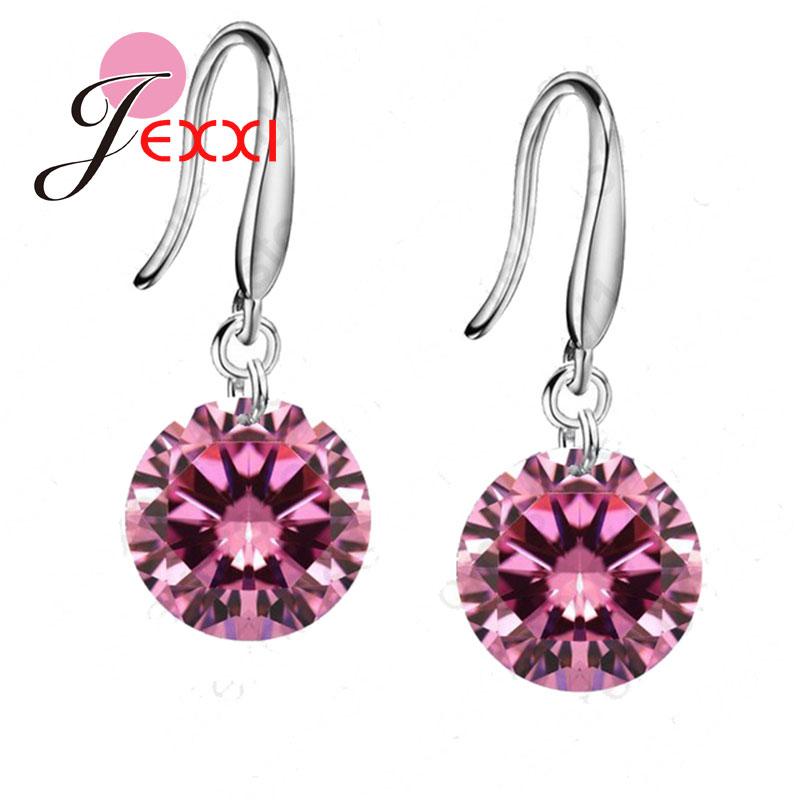 lose Money Classic Genuine 925 Sterling Silver Drop Earrings with 8 Colors Crystals CZ Women Wedding Party Gifts Brincos