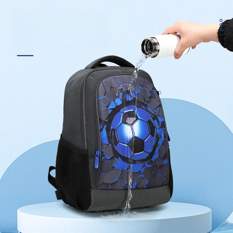 Elementary School Student Backpack Hard Shell Football-Themed Weight-Reducing Boys' Double-Shoulder Bag Large Capacity With Small Pencil Case Set