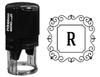 Printtoo Square Swirl Border Alphabet R Monogram Initial Self Inking Rubber Stamp R-40 Office