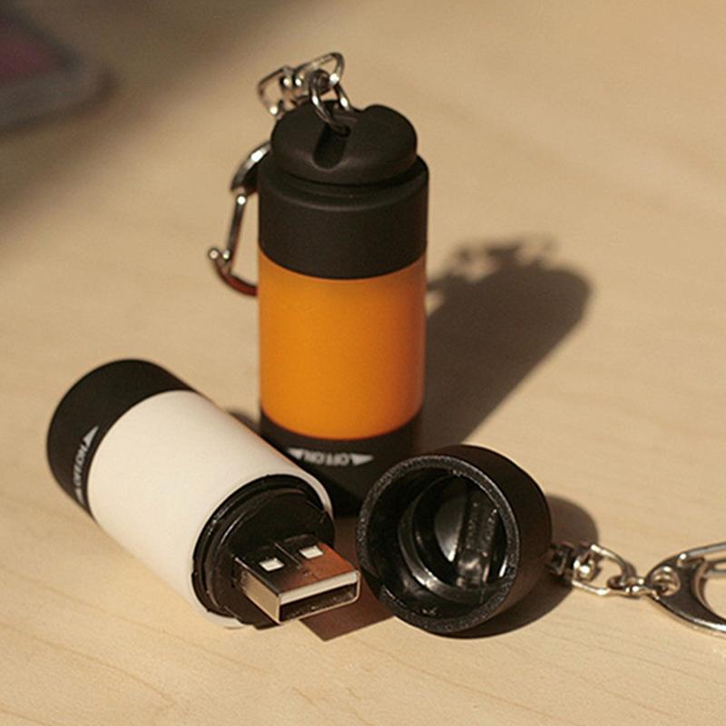 Mini Keychain Pocket Torch Usb Rechargeable Led Light Flashlight Lamp Waterproof Keychain Light For Outdoor Camping Hiking