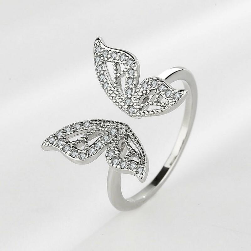 Silver Color Rings For Women Butterfly Gold Plated Opening Handmade Anillos Trendy Trendy Fashion Fine Jewelry