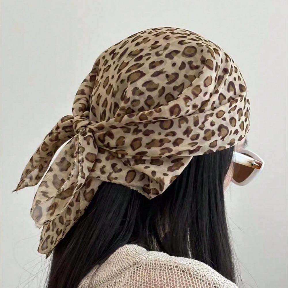 Thin Headband Leopard Print Neckerchief Fashionable Hairband Women