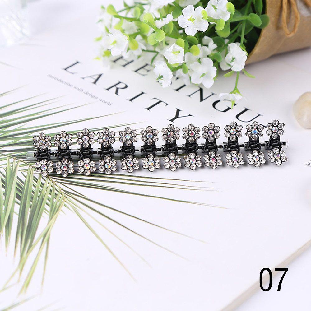 Fashion Flower Headwear Girls Rhinestone Hair Clips Mini Hair Claws Metal Clamps No-Slip Grips
