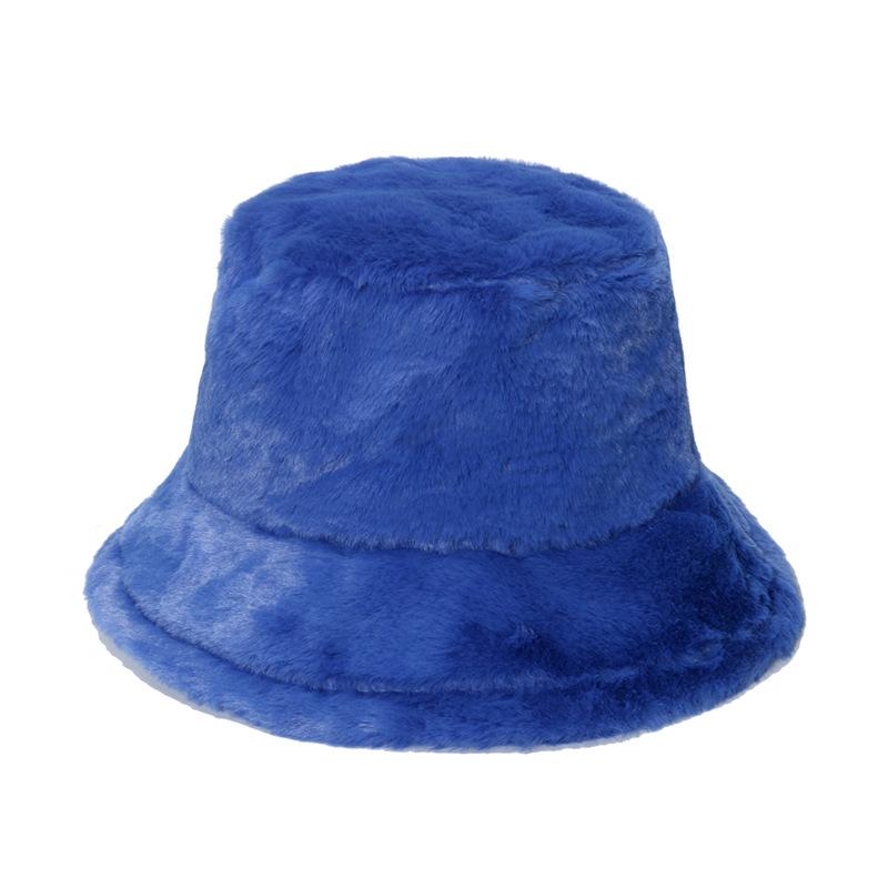 Imitation Rabbit Plush Bucket Hat, Warm in Autumn/Winter, Wide-brimmed Washbasin Hat