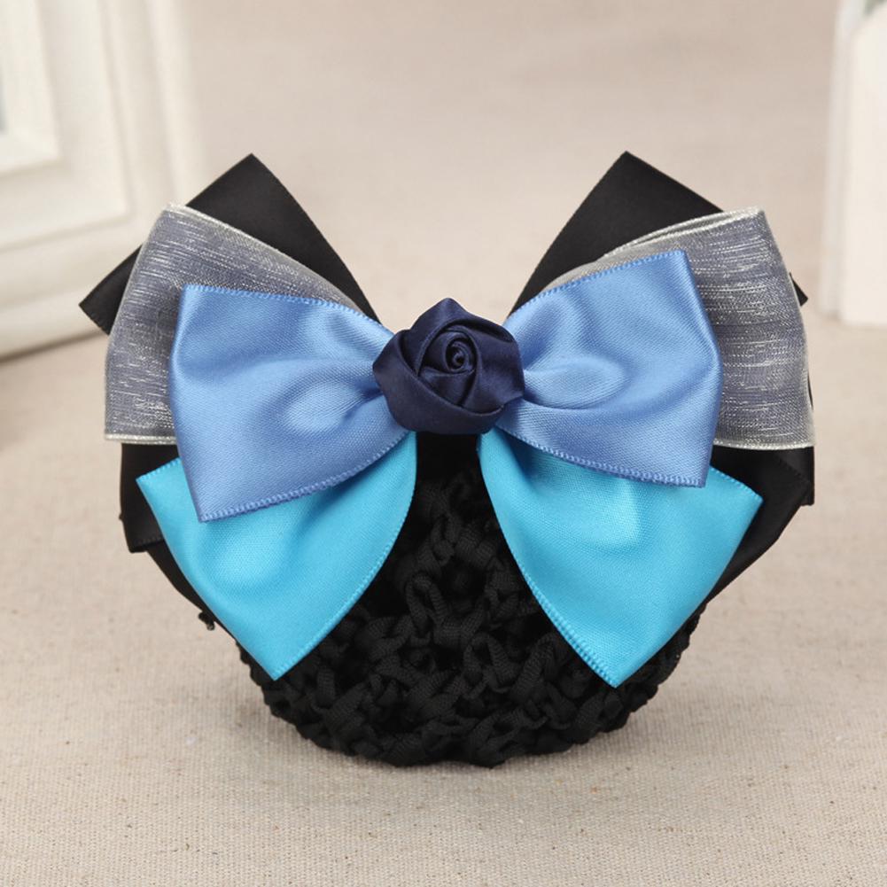 Кружево Атласный Бант Сетка для Волос Заколка Банковский Персонал Бортпроводник Медсестры Атласные Заколки Сетка Снуд Женские Аксессуары для Волос Зажим