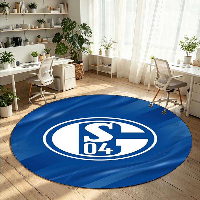 Schalke 04 Printed Round Crystal Velvet Rug Soft Non Slip Floor Carpet For Bedroom Holiday Gift