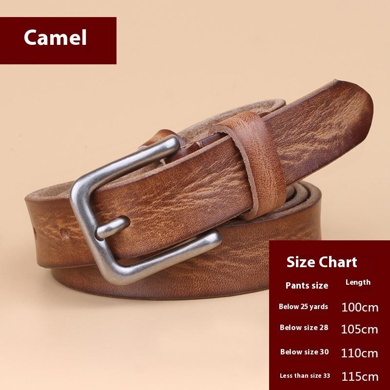 Винтажный кожаный ремень Натуральная кожа Джинсовый Верхний слой Коровья кожа Женский ремень Корейский стиль Повседневный Тонкий Ремень с пряжкой