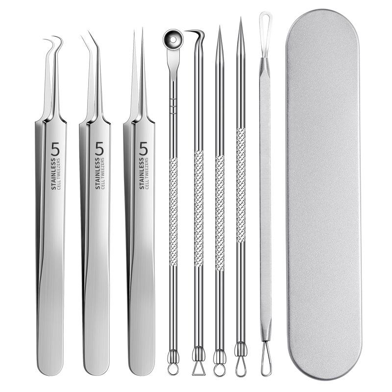 Набор из 11 предметов из нержавеющей стали для удаления черных точек и прыщей с пинцетом