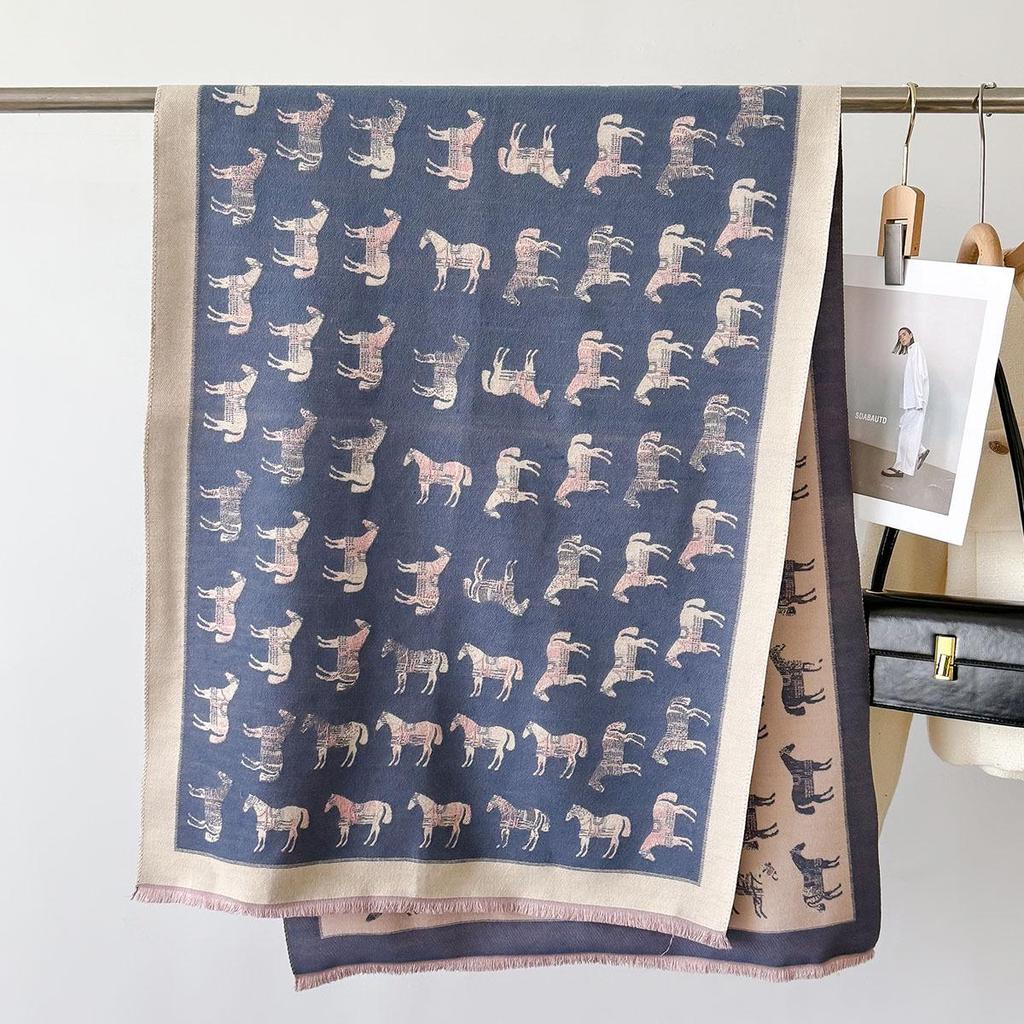 European Style Faux Cashmere Double-Sided Neck Warmer Scarf - Autumn/Winter Versatile, Warm, Cold-Proof, Windproof Shawl