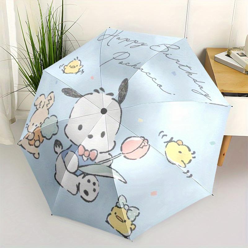 1pc Happy Birthday Pochacco Automatic Folding Umbrella - 3 Folding Design, Vivid Cartoon Pattern, Suitable for Outdoor Activities, A Gift for Fans In