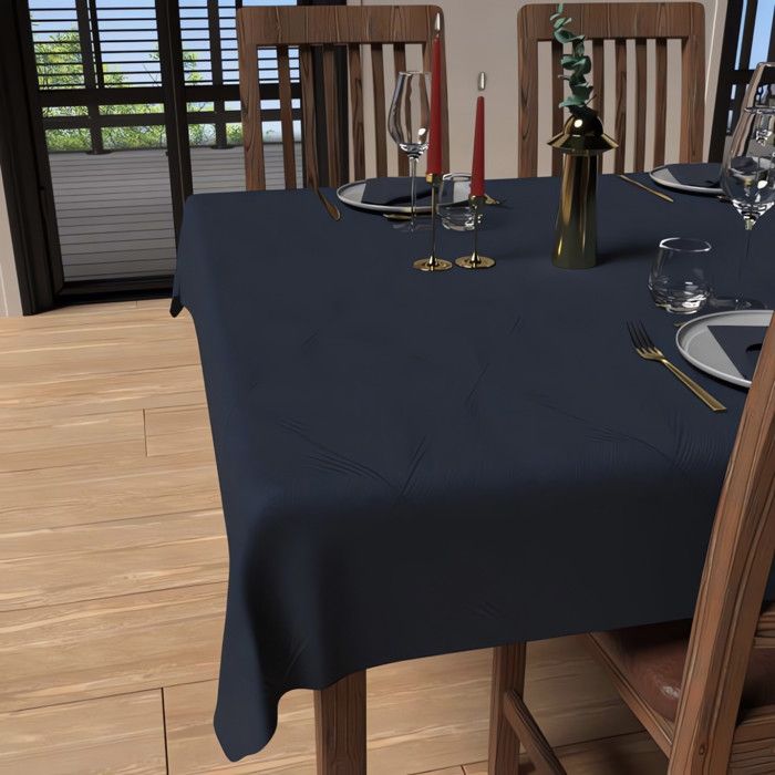 LUXURY Midnight Blue 180x180 Cm Stain-resistant Square Tablecloth, by Soleil d'Ocre
