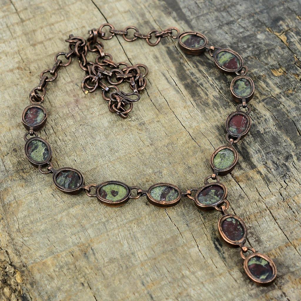 Ожерелье из драконовой яшмы, гальванопластированная медь, регулируемая цепочка, ожерелье из драгоценного камня, медные украшения, ручная работа, ожерелье с камнем рождения, подарки для мамы