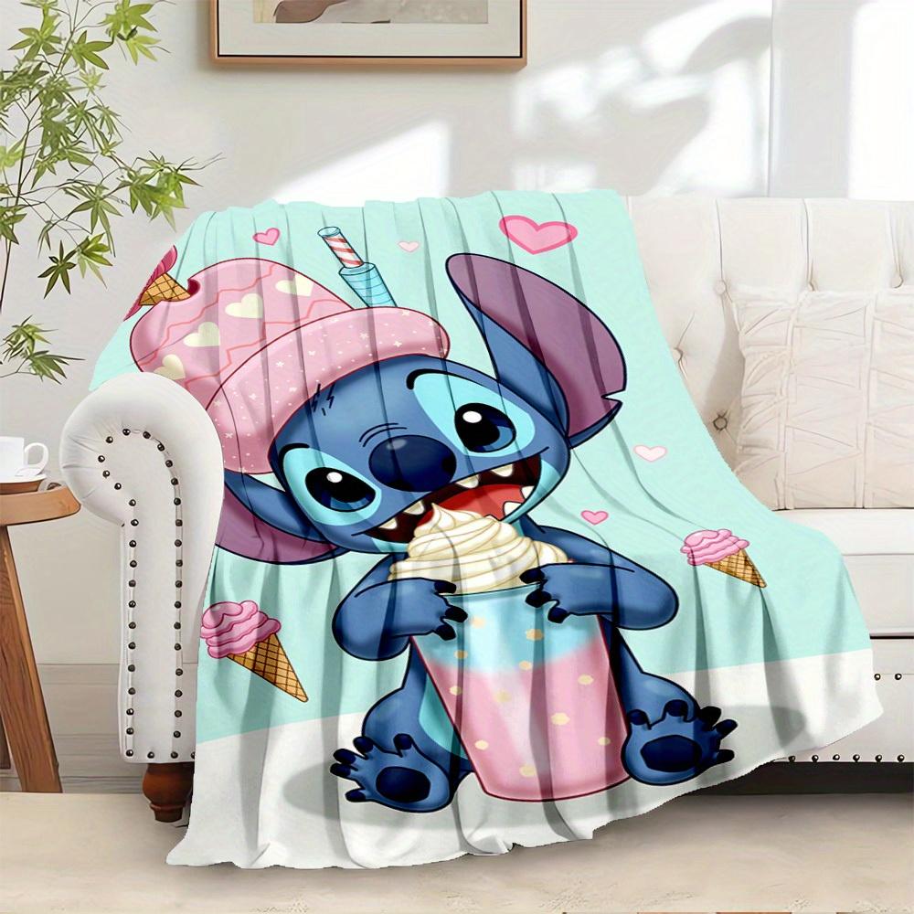 1pc Flannel Cute Stitch Cartoon Pattern Bed Small Cover Blanket Sofa Blanket Birthday Gift Home Decoration 's Room Bedroom