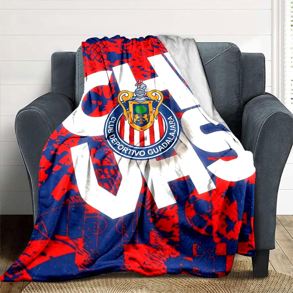 Chivas Guadalajara Logo Print Flannel Blanket High Quality Warm Comfortable Cover for All Seasons Perfect for Gifts Home Decor