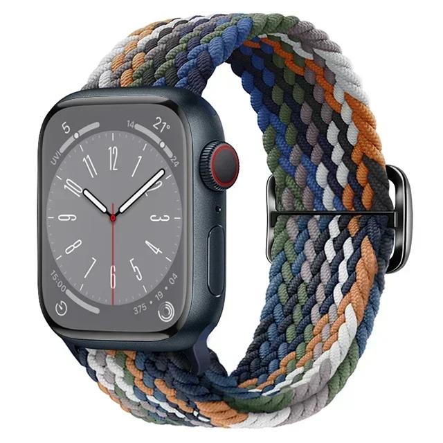 Нейлоновый ремешок для Apple Watch Ultra 2 49 мм 40 мм 44 мм 41 мм 38 45 мм Эластичный плетеный браслет-петля для iWatch Series 9 8 7 6 SE 5 4