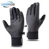 Gobygo Осенне-зимние велосипедные перчатки для улицы, противоскользящие, спортивные, для фитнеса, велоспорта, бега, сенсорные, износостойкие, с подкладкой, теплые